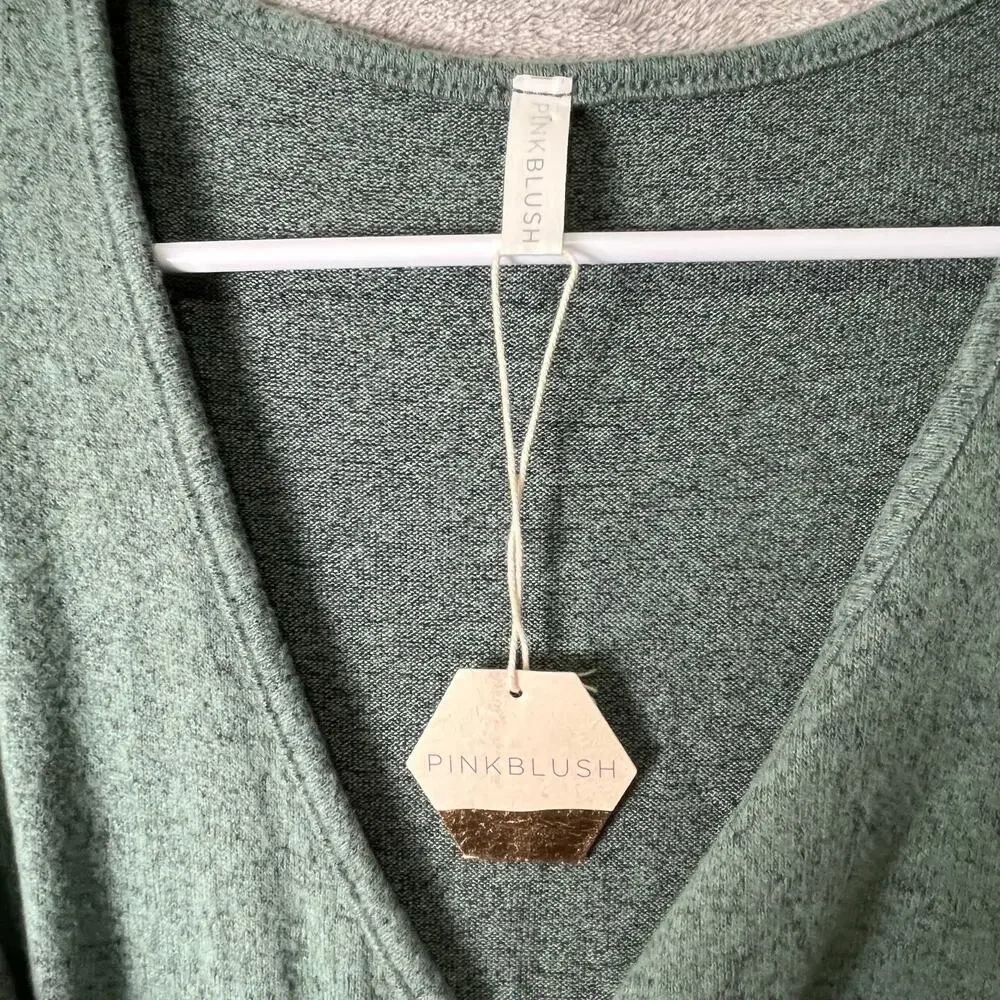 Pinkblush Mint Green Brushed Knit Wrap Fitted Nursing Dress V Neck Small‎ New